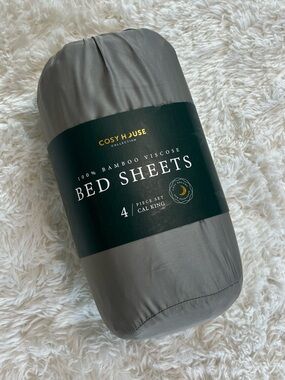 Gray Bamboo sheet set - Cal King (4-Piece)
